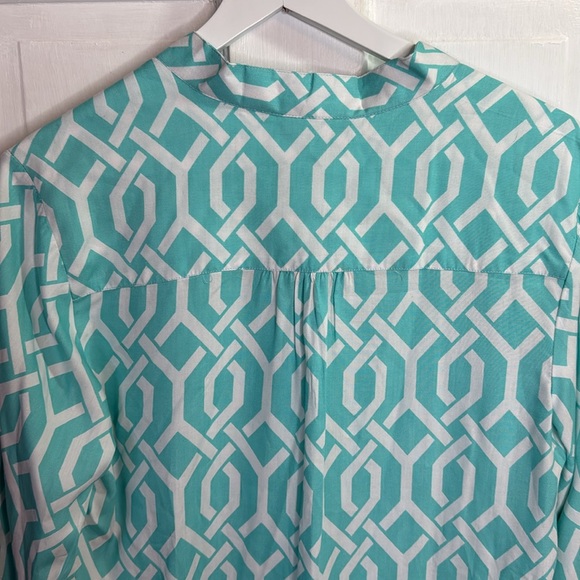 Escapade Women's Aqua Geometric Trellis Top Tunic Swim Cover NEW W1156 Sz L - Picture 8 of 8